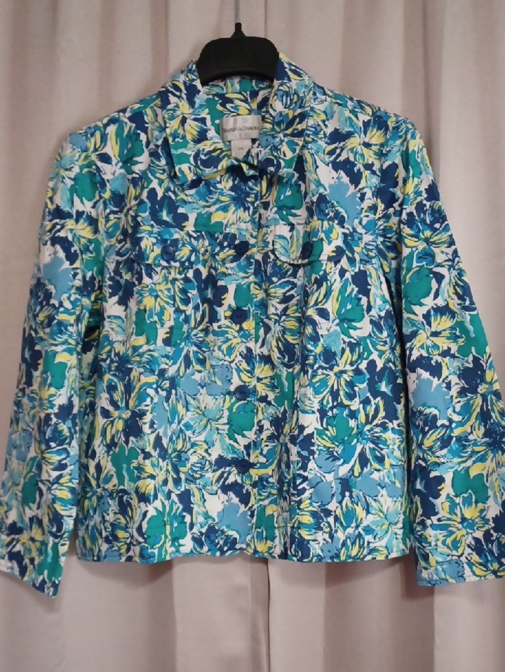 Drapers & Damons Blue Yellow Floral Long Sleeve Lightweight Jacket Petite